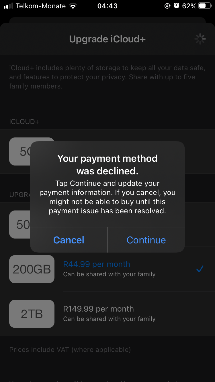 Payment method declined Apple Community