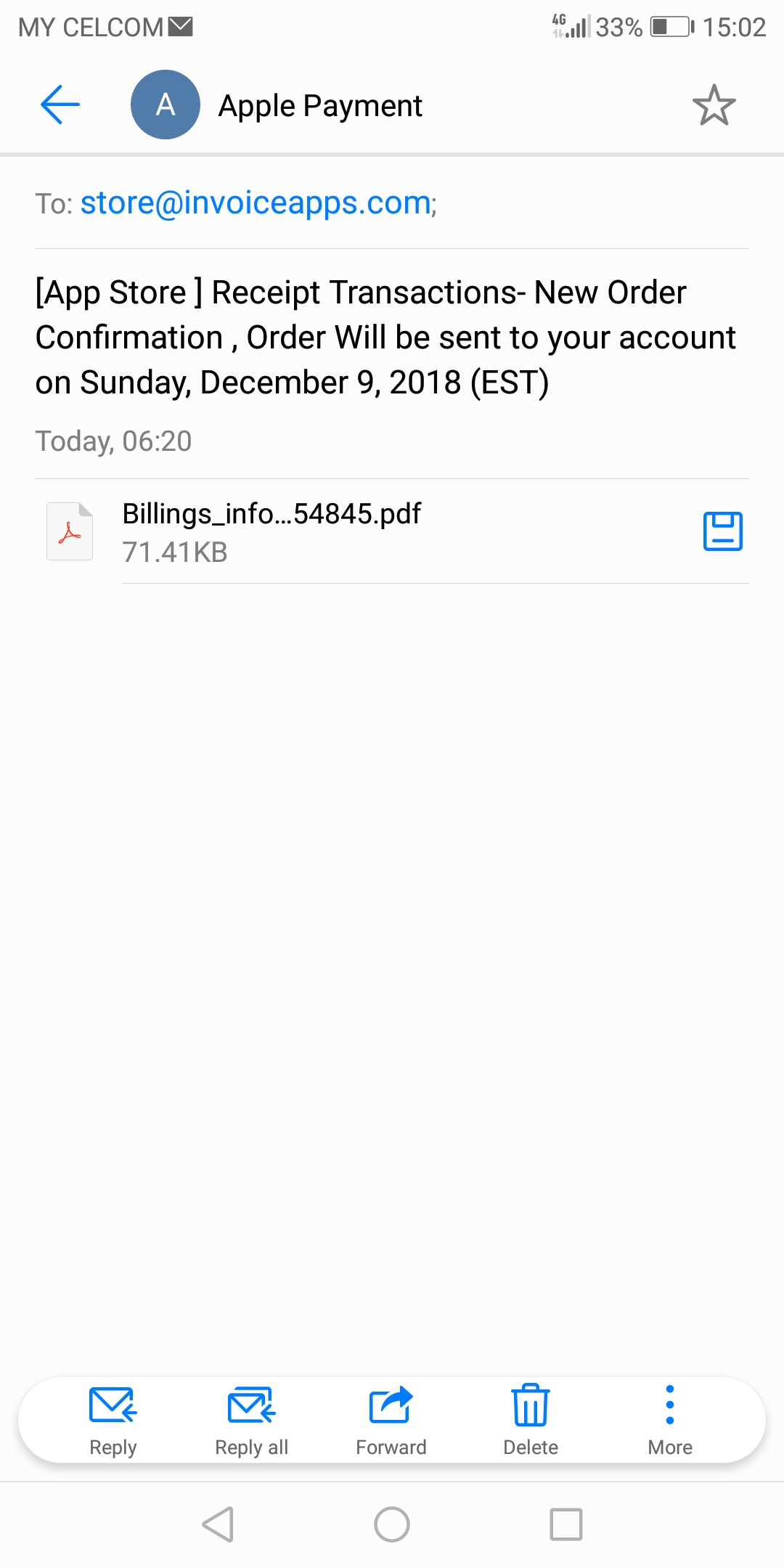 Receive apple payment email Apple Community
