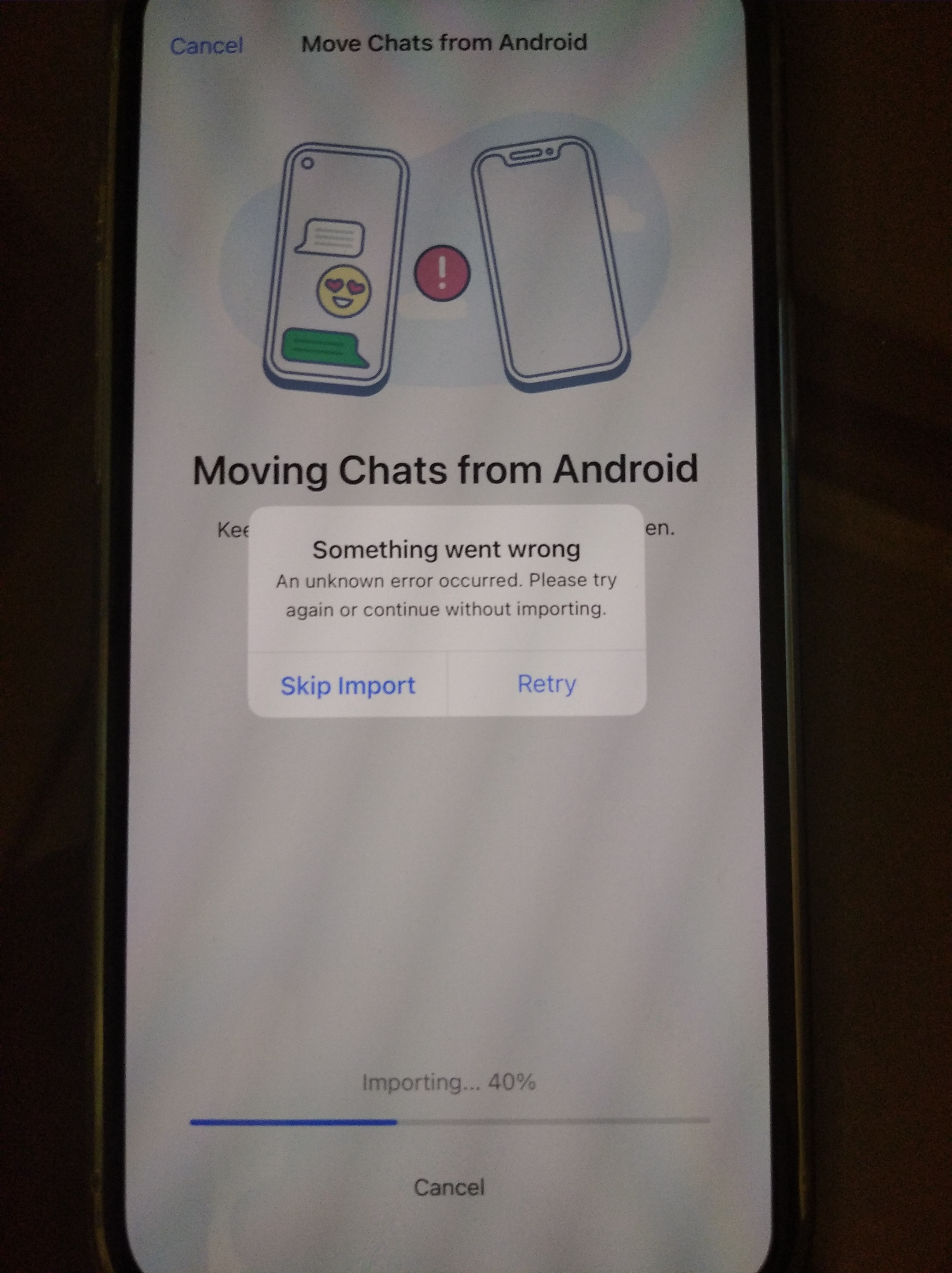 An &ldquo;Unknown error occurred&rdquo; moving whatsA… - Apple Community
