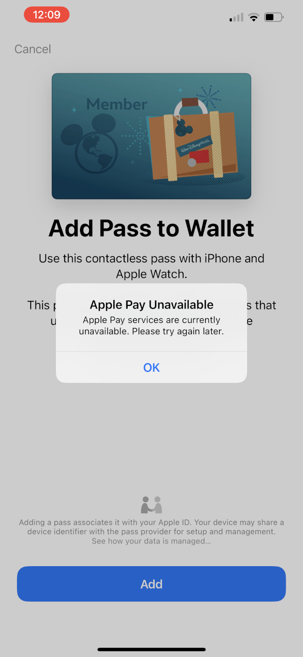 Disney Magic Mobile, Apple pay unavailabl… Apple Community