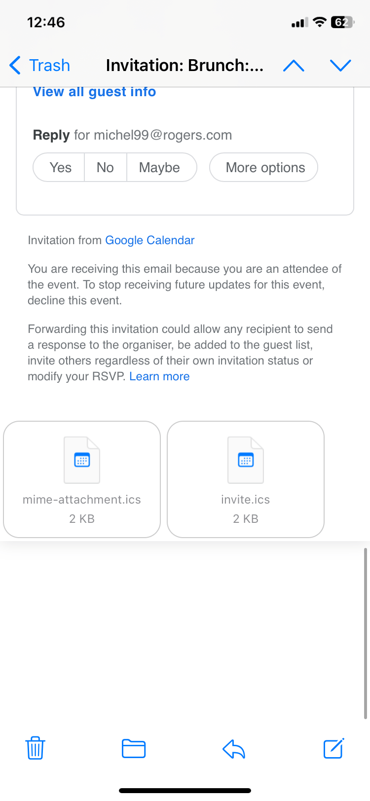 Google calendar invite Apple Community