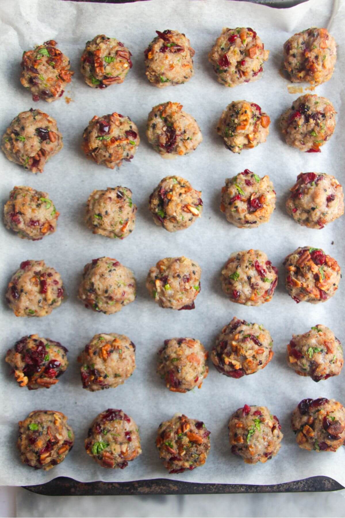 Stuffing Balls with Cranberries and Pecans Dished by Kate