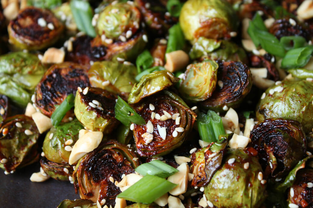 Maple Gochujang Roasted Brussels Sprouts Dish 'n' the Kitchen