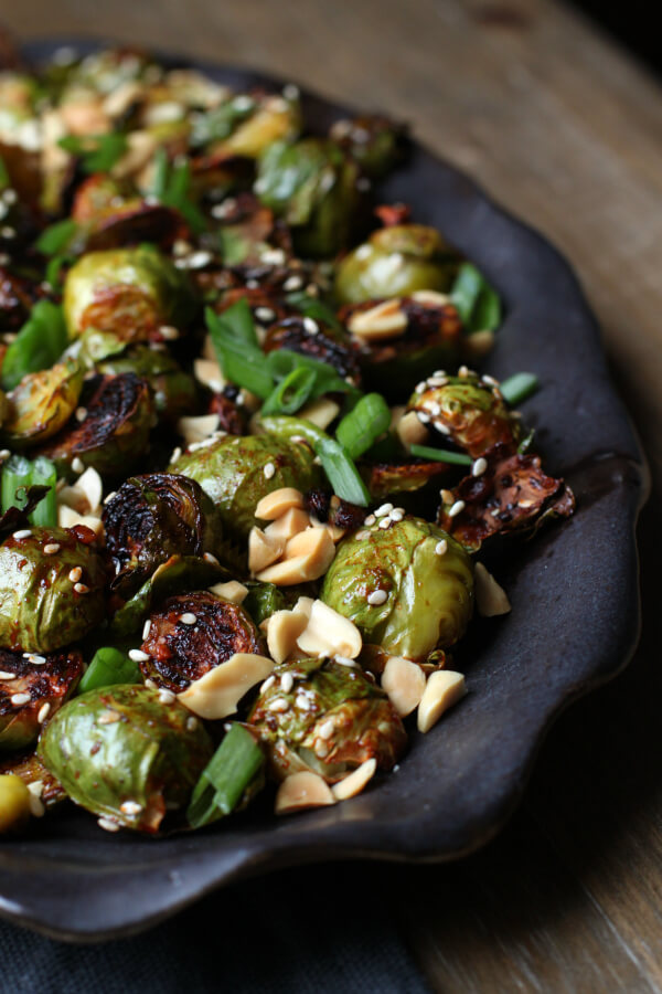 Maple Gochujang Roasted Brussels Sprouts Dish 'n' the Kitchen