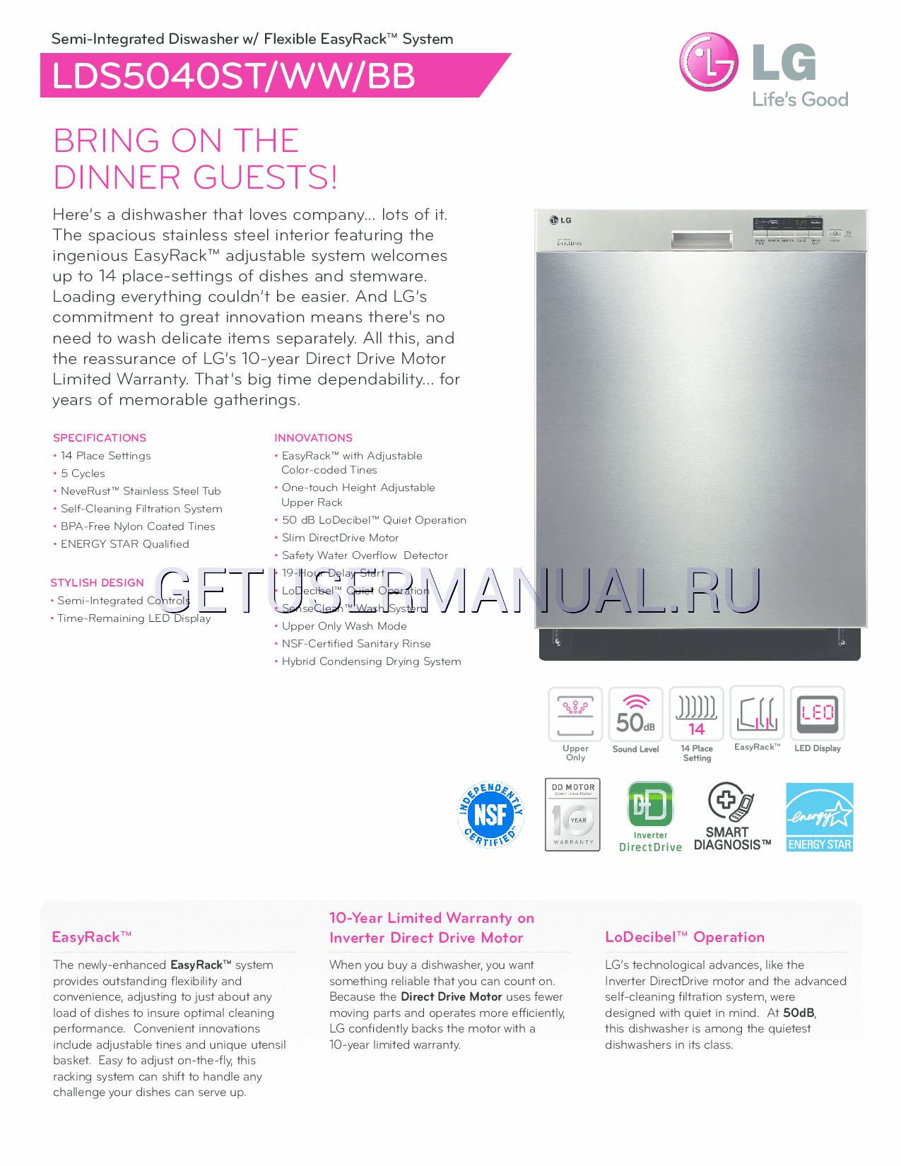 Lave Vaisselle Lg Inverter Direct Drive Manuel