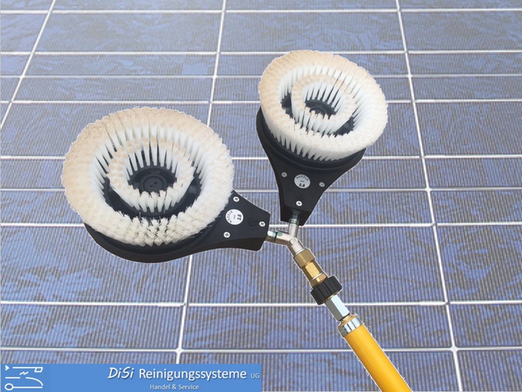 Solar PV Photovoltaic Cleaning double Washbrush rotating Telescopic