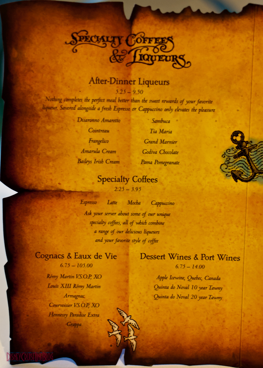Pirates IN the Caribbean Dinner Menu • The Disney Cruise Line Blog