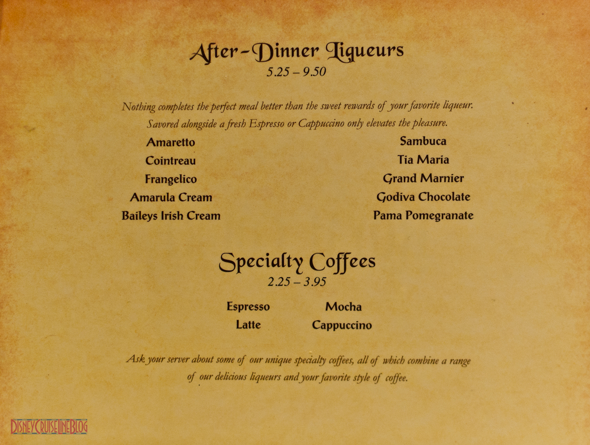 Royal Court Christmas Menu 2023 Royal Court Menu • The Disney Cruise Line Blog