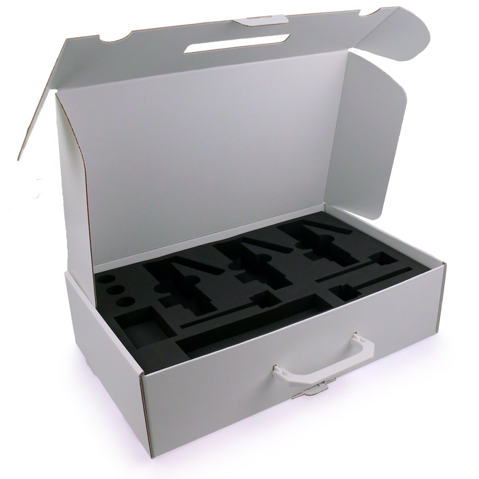 Werkzeugverpackung in Kofferform aus Karton Display + Druck