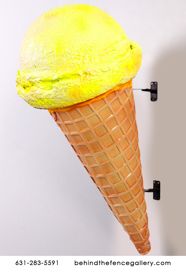 Lemon Hard Scoop Wall Mounted Ice Cream Cone Statue Lemon Hard Scoop