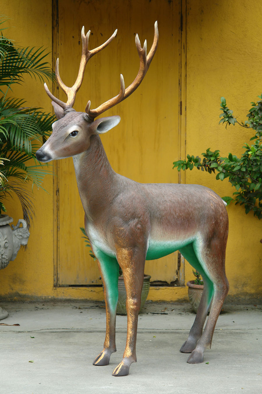 Deer Head Up with Golden Antlers 5ft. Deer with Gold Antlers Statue