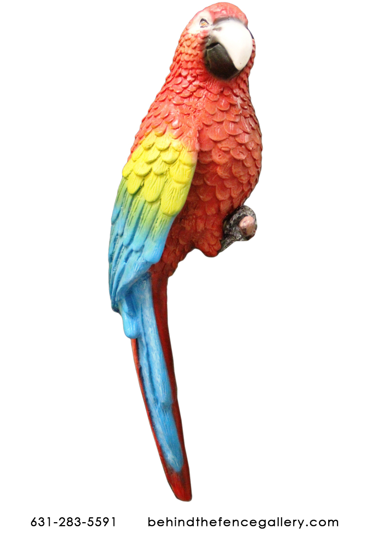 Perched Life Size Scarlet Macaw Statue Perched Life Size Scarlet Macaw