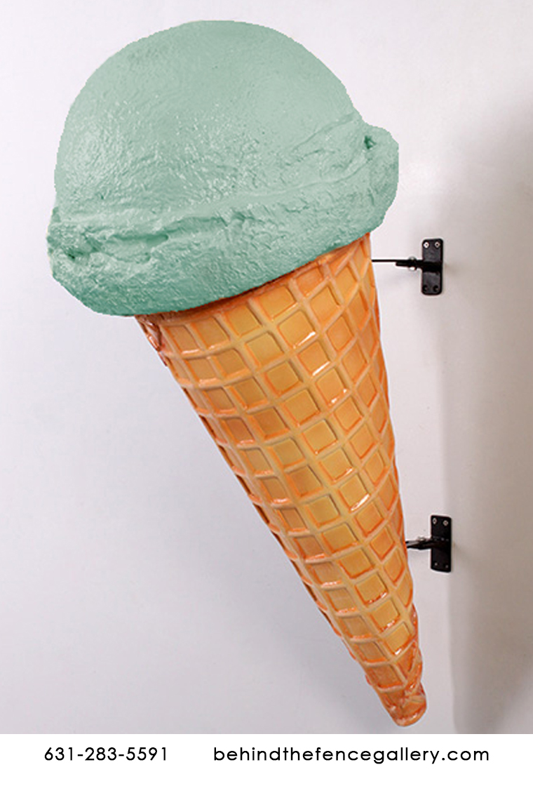 Mint Hard Scoop Wall Mounted Ice Cream Cone Statue Mint Hard Scoop Wall