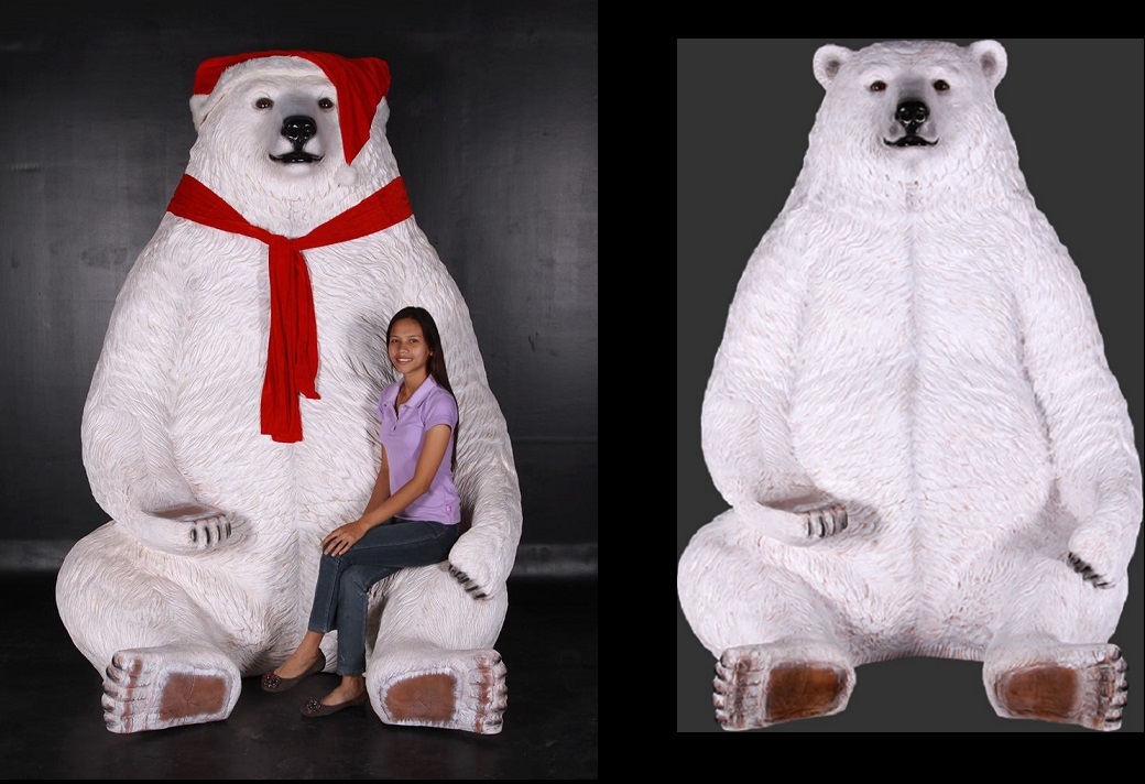 Sitting Christmas Polar Bear 7.5 Ft. 7.5 ft Christmas Polar Bear Statue