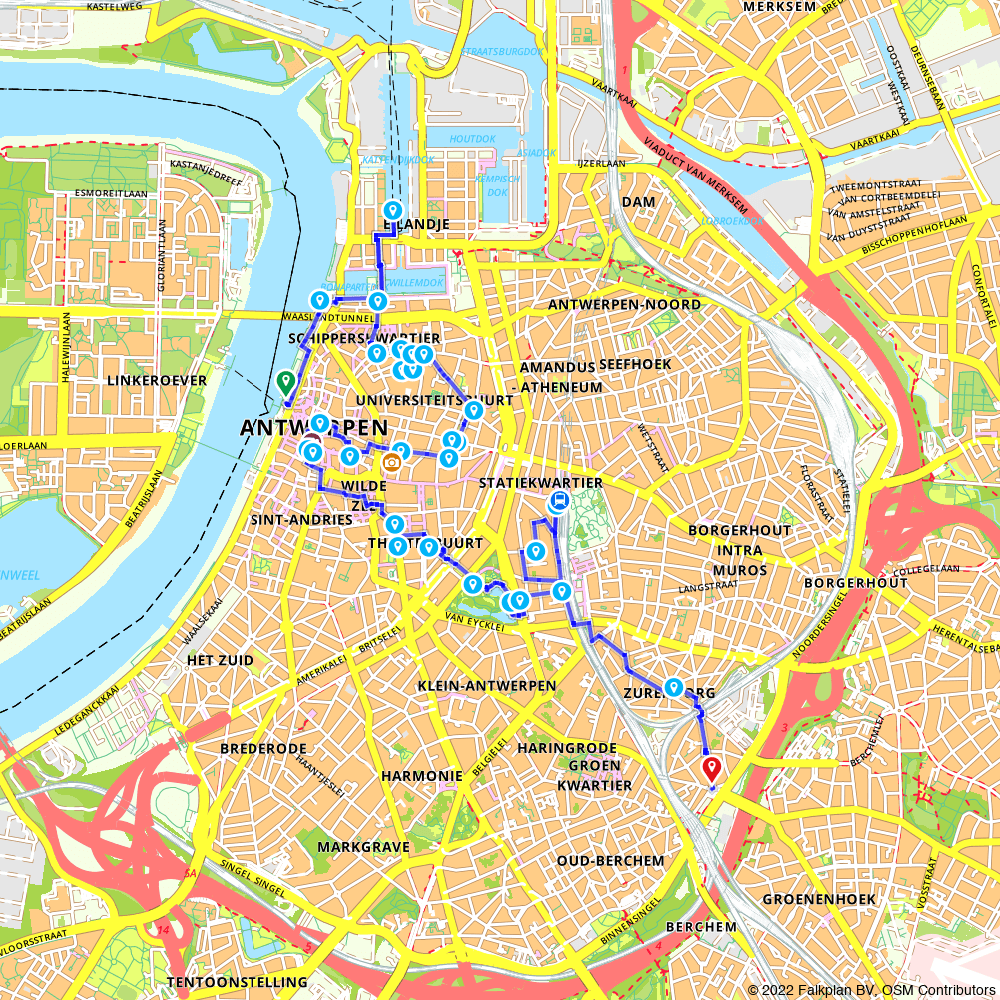 Routiq 3343441 Route through Antwerp