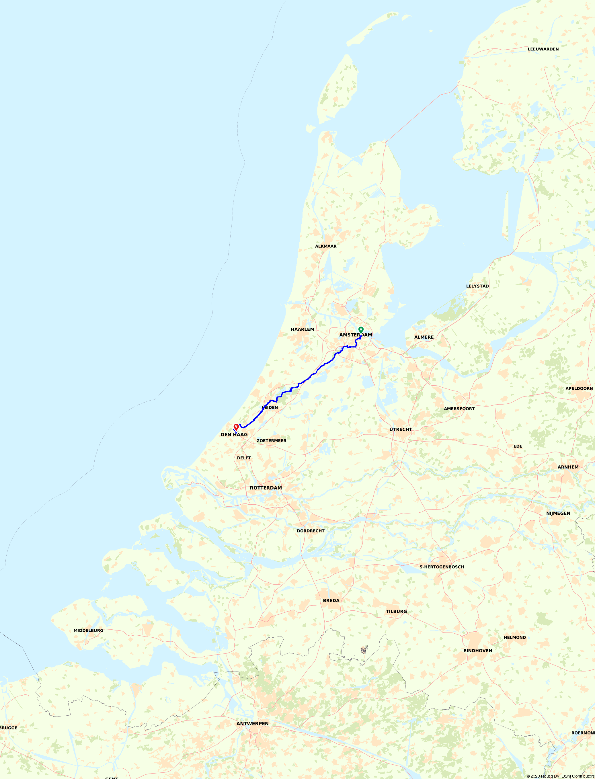 Routiq 579273 Van Amsterdam naar Den Haag
