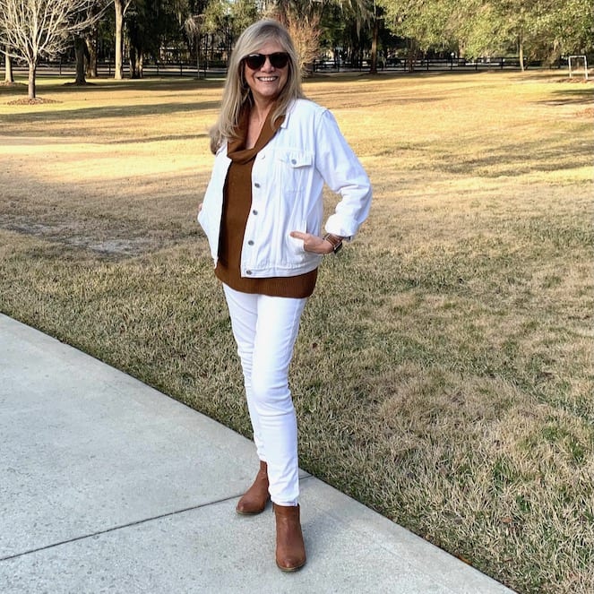 how to style white jean jacket