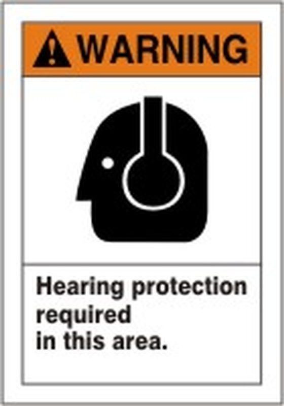 Hearing Protection Required ANSI Warning Safety Label LPPE300