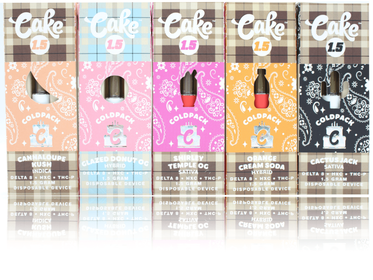 Cake 1.5 Cold Pack Delta 8 + HXC + Thcp Disposable Box of 5