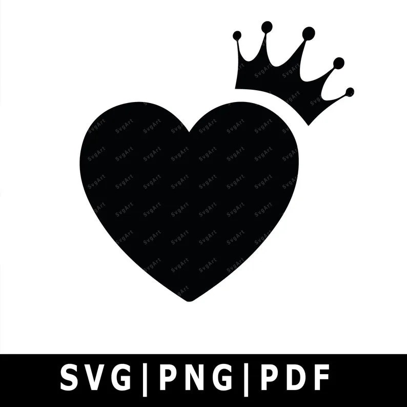 Heart Crown svg, PNG, PDF, Cricut, Silhouette, Cricut svg, Silhouette