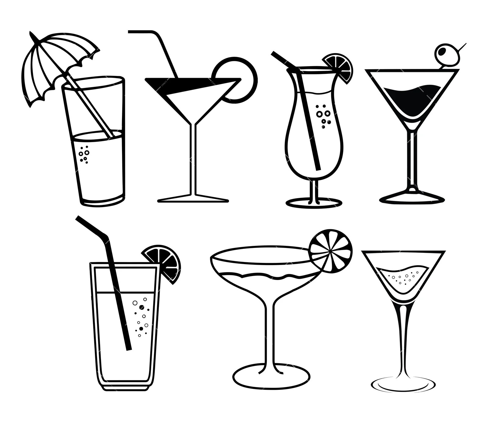Cocktail SVG Bundle, PNG, PDF, Martini SVG, Alcohol SVG