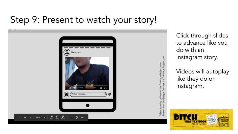 Using Google Slides to create Instagram Stories in class
