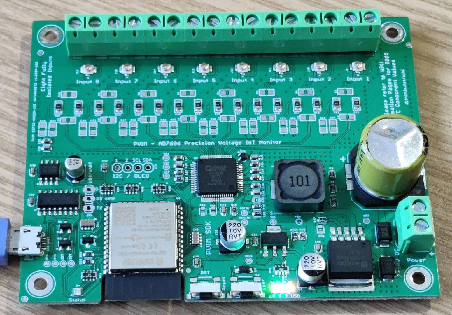 PVIM1 ESP32 AD7606 Precision Voltage IoT Monitor Board Electronic Innovation IoT