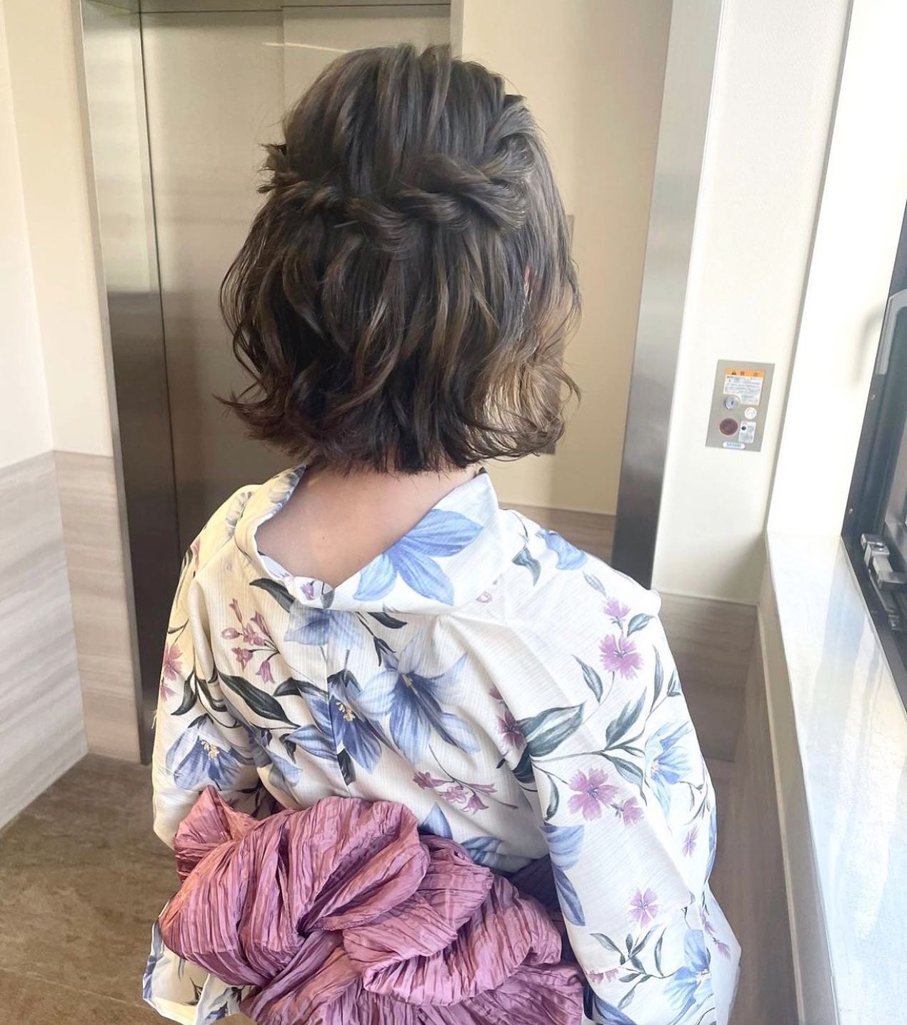 .浴衣×ミディアムさんのハーフアップ…