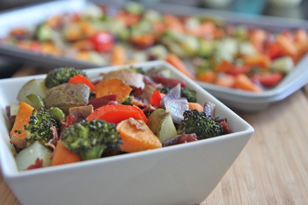 Oven Roasted Vegetables with Bacon Recipe Divas Can Cook
