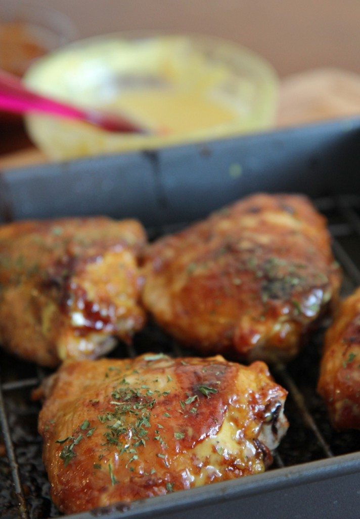 Roasted Honey Mustard BBQ Chicken Thighs Recipe Divas Can Cook