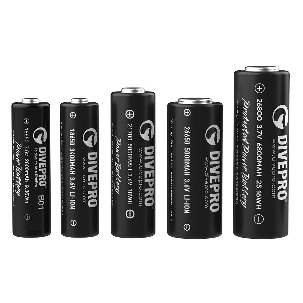 DIVEPRO Battery 18650 21700 26650 26800 3400mah 5000mah 6800mah - DIVEPRO