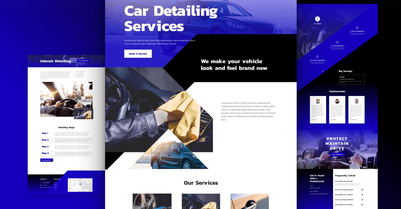 Free Divi Layout Pack for Car Detailing websites Divi Den