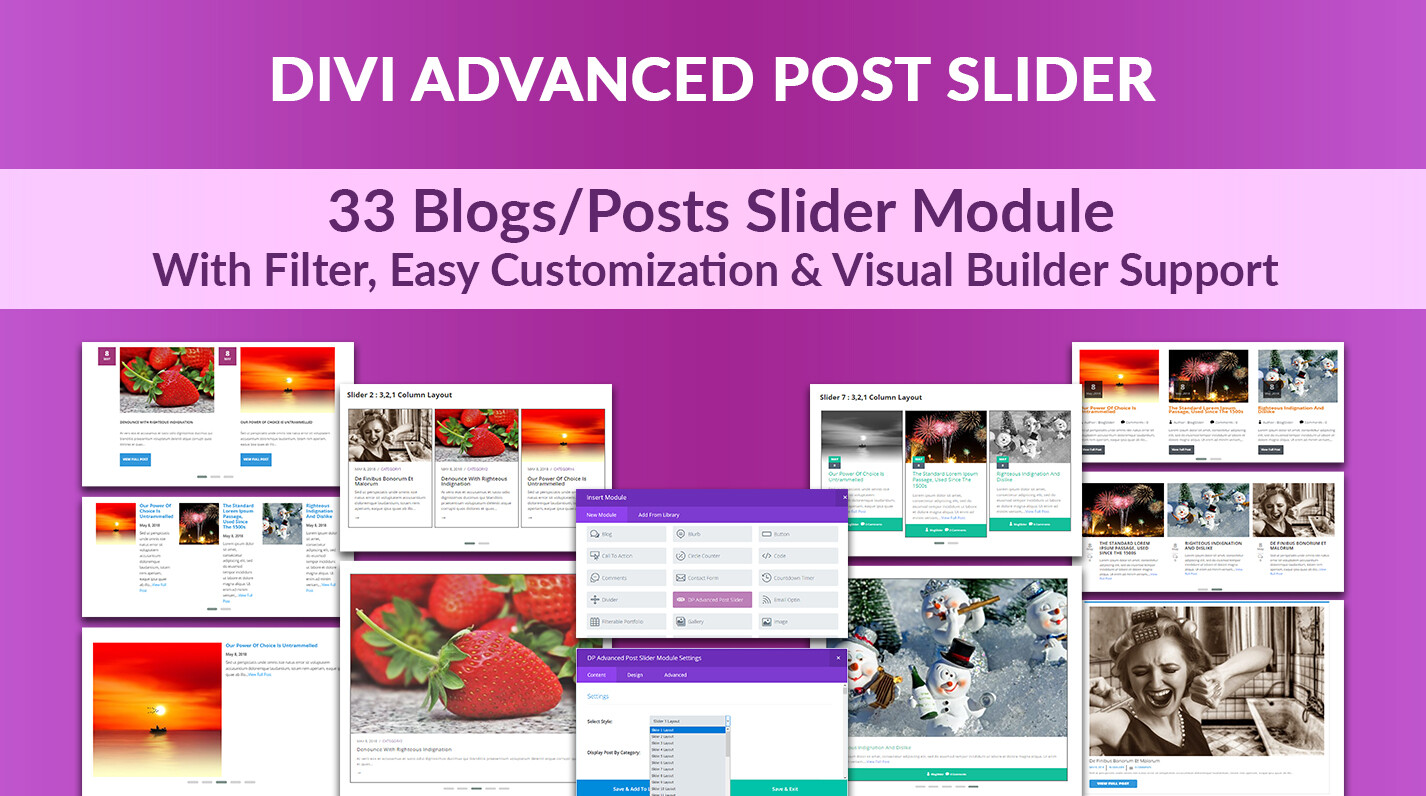 Divi Advanced Blog Slider Divi Professional
