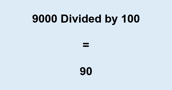 What is 9000 Divided by 100? With Remainder, as Decimal, etc