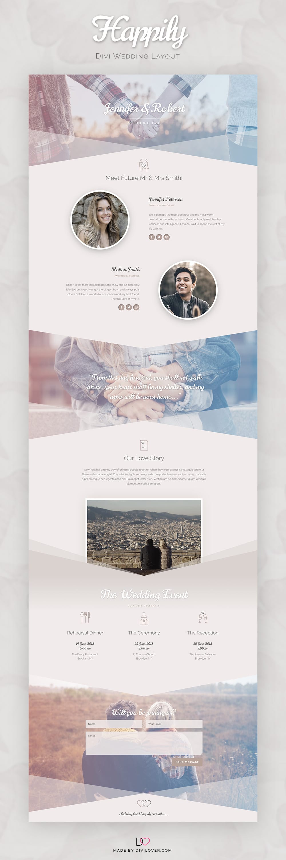 Happily A Free Divi Wedding Page Layout Divi Lover