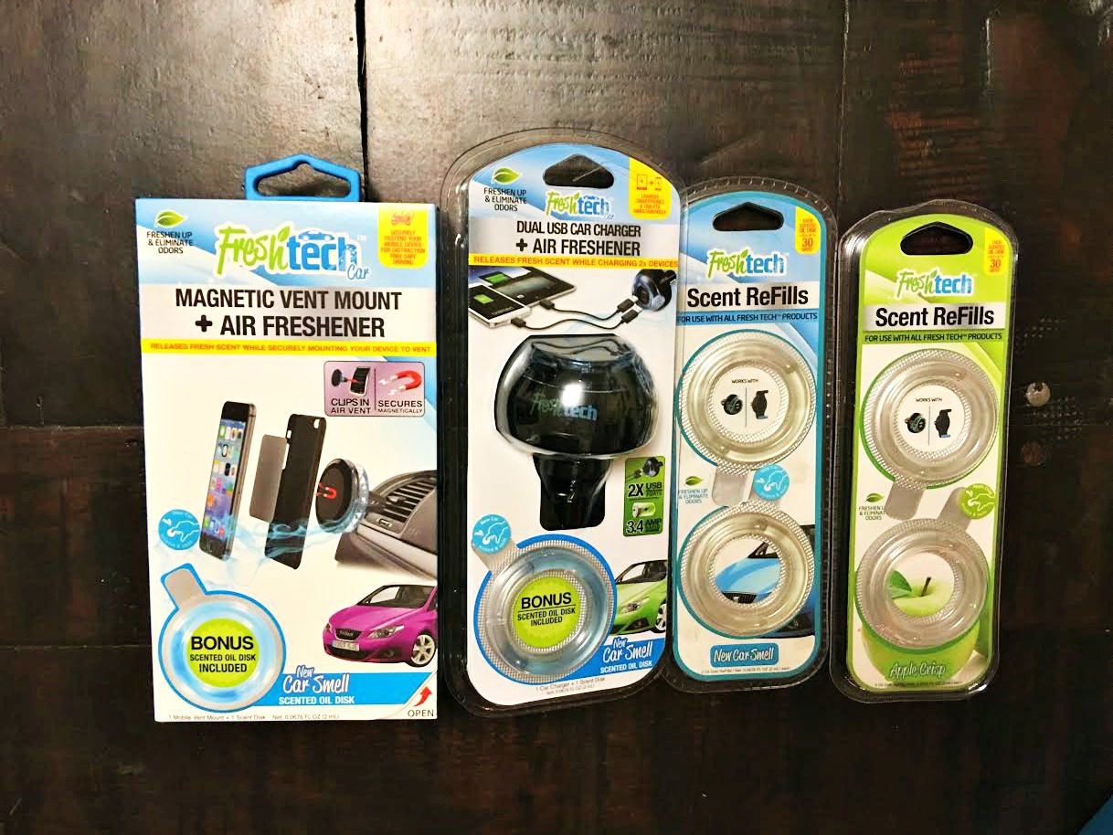 FreshTech SINGLE and DUAL USB Car Charger + Air Freshener Divine