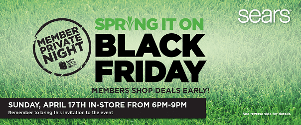 sears spring black friday 2023 Sears "Spring It On Black Friday" Member Private Night Sale