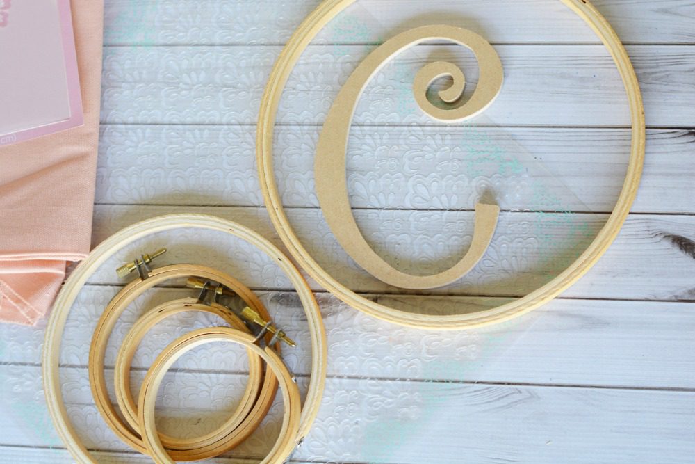 DIY Embroidery Hoop Gallery Wall with Fabric, Stencils and Paint