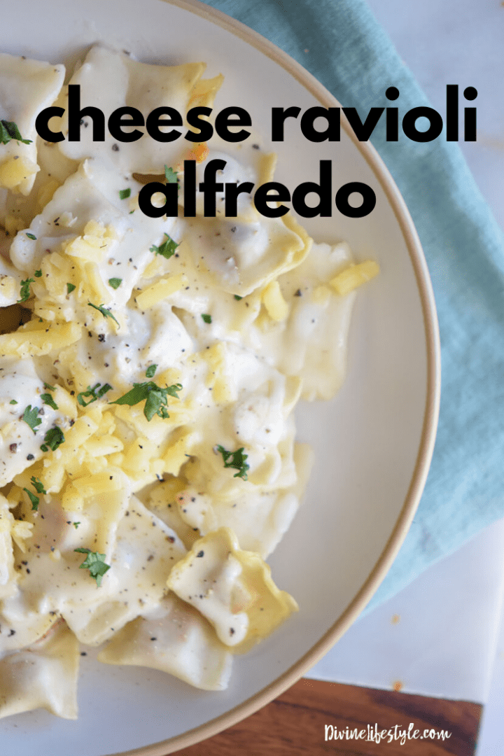 Four Cheese Ravioli with Alfredo Sauce Pasta Dinner
