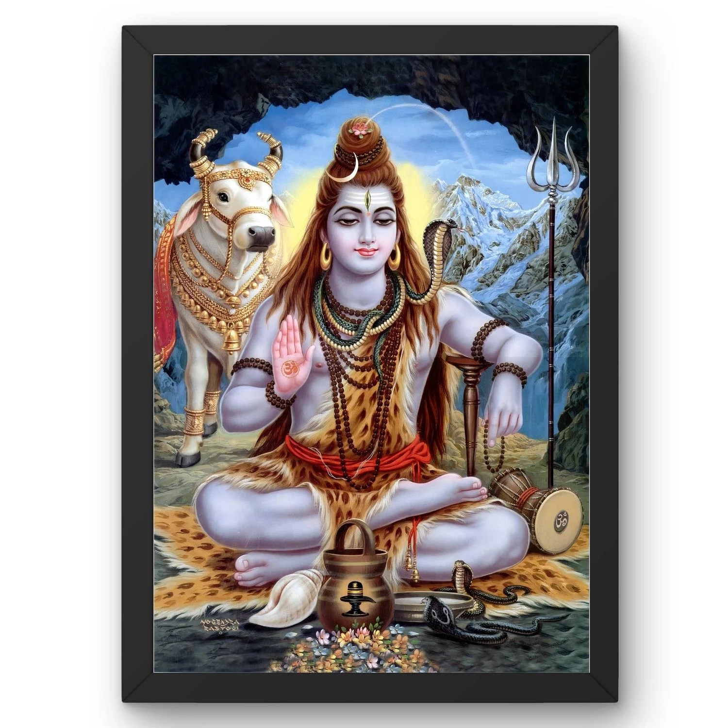 Lord Murugan with Devyani and Valli Photo Frame Hindu God Wall Art