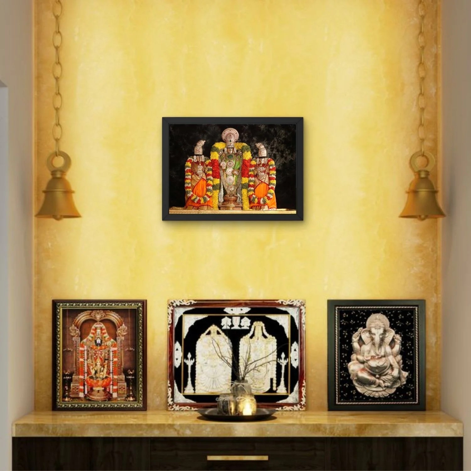 Lord Anjaneya Photo Frame Hindu God Wall Art Spiritual Décor for