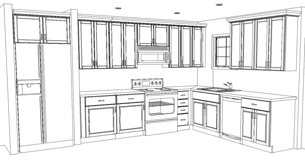 L Shaped Kitchen Layout Drawing