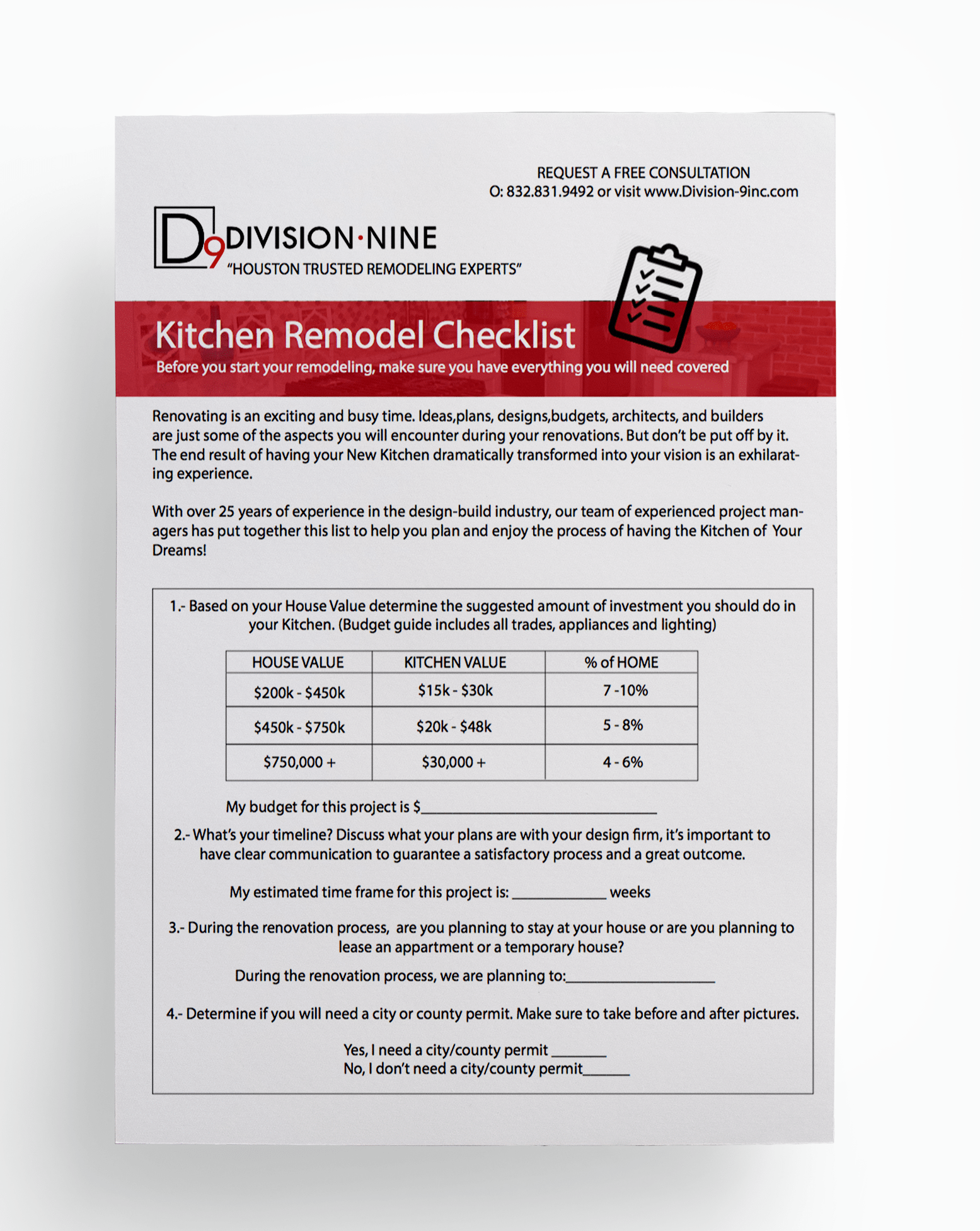 The Ultimate Kitchen Remodel Checklist Division 9 Inc.