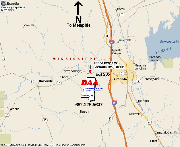 Dixie Auto Auction,Grenada, Mississippi, Map