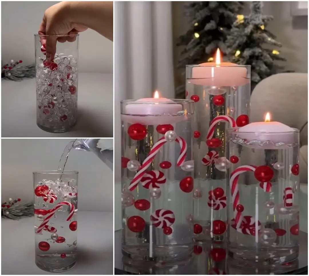 Christmas floating candle centerpieces DIY with water beads!