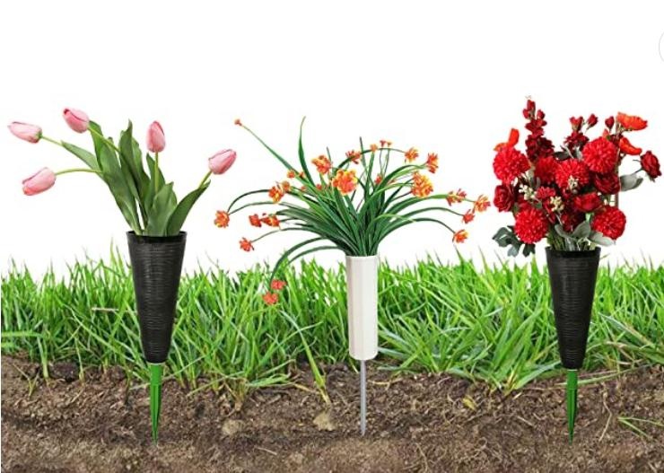 Weather Resistant Cemetery Vase Gravesite Memorial Flower Holder with