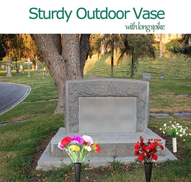 Weather Resistant Cemetery Vase Gravesite Memorial Flower Holder with