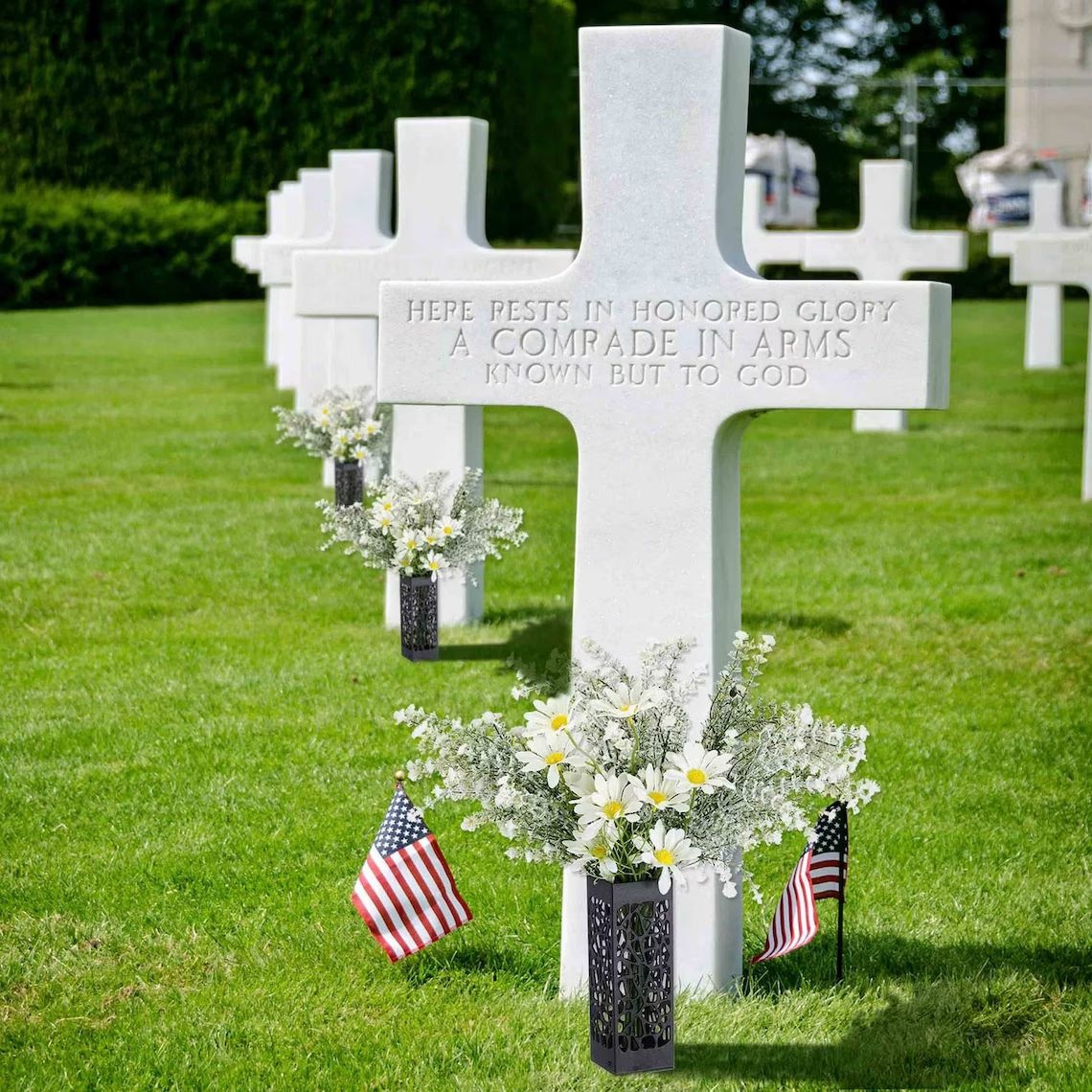 2 PCS Durable Cemetery Vases Memorial Flower Holder with Long Stake