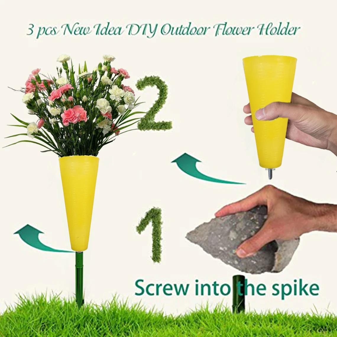 Cemetery Vase Grave Graveside Memorial Plastic Spike