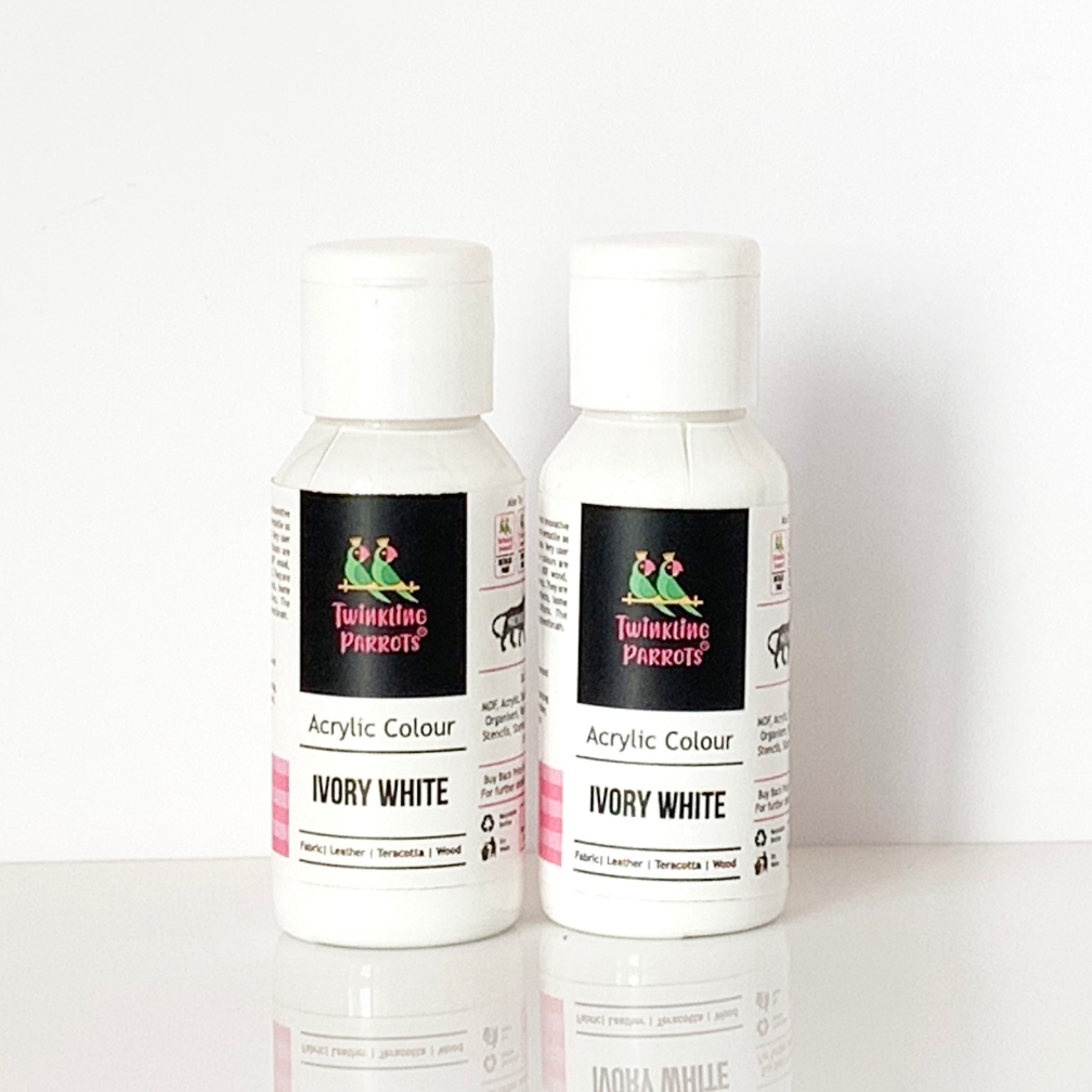 Twinkling Parrots Acrylic Paint Ivory White Set of 2 DIY4U